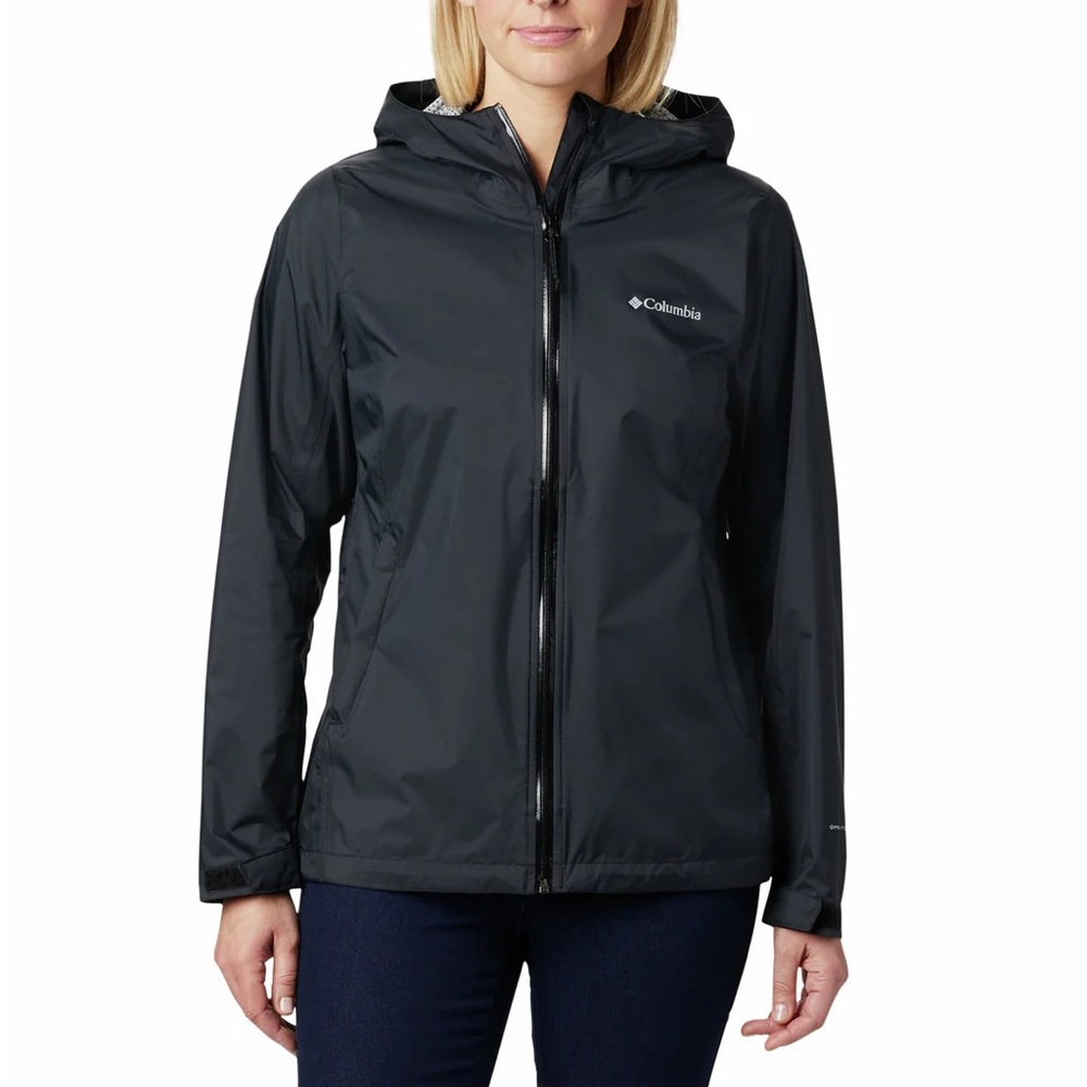 Columbia Women's Black Hooded Rain Jacket Sz XL